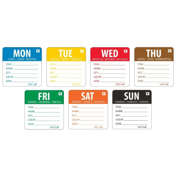 Days of the Week Prepped Product Food Labels 50x50mm
