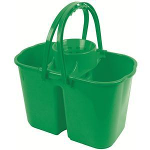 Plastic Double Bucket and Wringer Green