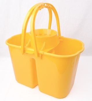Plastic Double Bucket and Wringer Yellow
