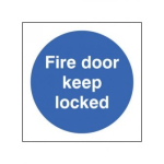 Fire Door Keep Locked Sign Self Adhesive 100x100mm