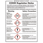 COSHH Safety Notice Self Adhesive 350x270mm