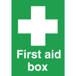 First Aid Box Sign Self Adhesive 150x100mm