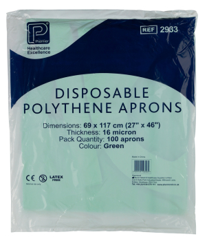 Premier Polythene Aprons Flat Packed Green (PART)
