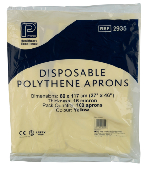Premier Polythene Aprons Flat Packed Yellow