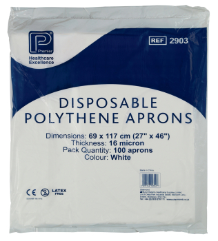 Premier Polythene Aprons Flat Packed White Premier Polythene Aprons Flat Packed White