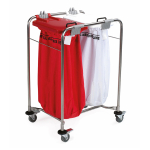 2 Bag Laundry Cart c/w Red and White Lids