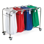 4 Bag Laundry Cart c/w Blue, Green, Red and White Lids