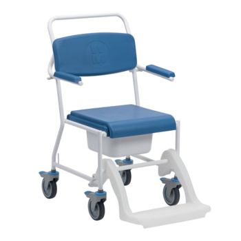 Deluxe Mobile Commode Shower Chair c/w Footrest 17inch