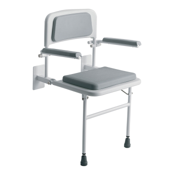 Padded Wall Mounted Shower Stool with Arms and Back
