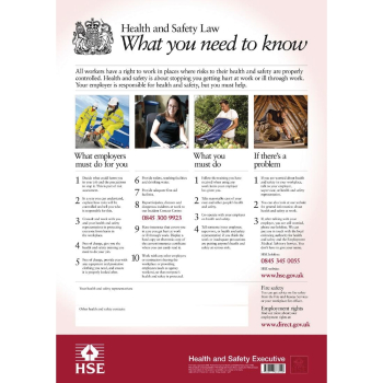Health and Safety Law Poster Rigid Plastic 595x415mm