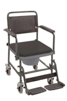 Mobile Commode Chair c/w Footrests