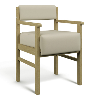 Commode Chair with Arms in Cream Vinyl